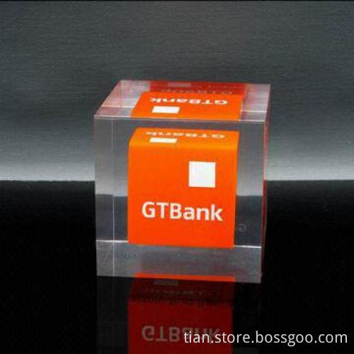 6cm cube acrylic logo block for display souvenir
